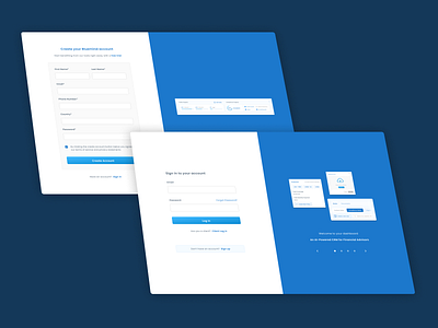 Bluemind - Log In Stills account blue company design figma graphic design insurance interface login product register signup startup ui ux web