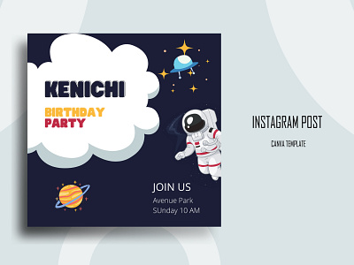 Birtday Party Invitation Instagram Post Canva Template