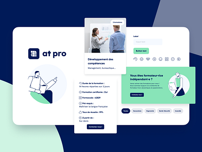 AT Pro Formation — Library — Catalog of various training courses branding card design identity illustration library marketing minimal pattern screens ui ux website