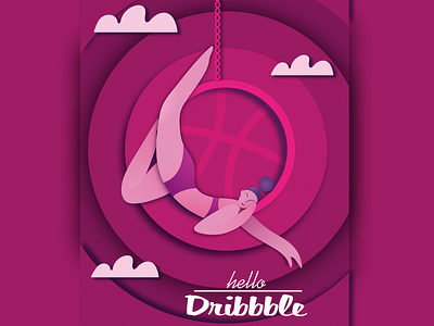 Hello Dribbble! dribbble flat illustration invite vector