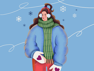 Snow character cold flat girl holidays illustration snow vector winter