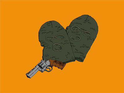 TDB – In The Hoods balaclava gun illustration illustrator marcelsinge poster theater vecteur vector