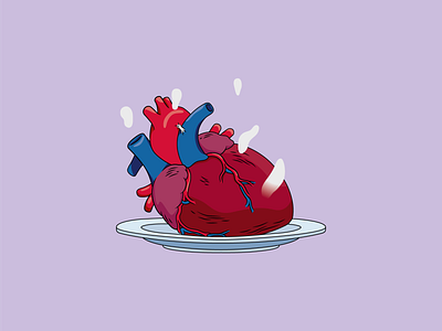 TDB – On A Plat cooking heart illustration marcelsinge poster theater
