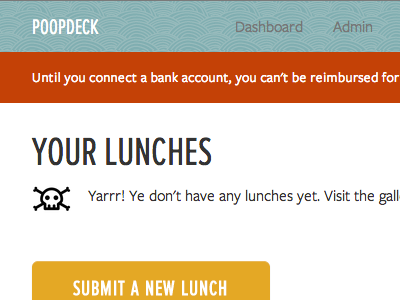 Poopdeck lunches list alert pirates skull skull and crossbones ui