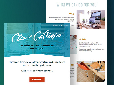 Clio + Calliope - Homepage Design