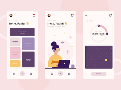 Hot-desking APP 👨‍💻 animation animation mobile app calendar figma figma design hot desking hot desking app interaction mobile app principle principle animation reservation scheduling timer ui ui design uig uig studio ux design