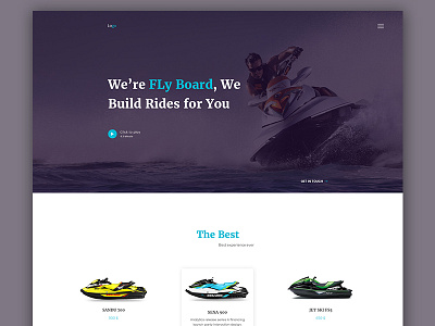 Jet-Ski Landing Page creative flat jet ski landing minimal page shop template theme webdesign website