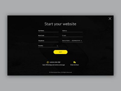 Sign up screen dark.