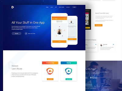 App Landing Page Concept app clean color colour gradient landing landingpage product ui ux web website