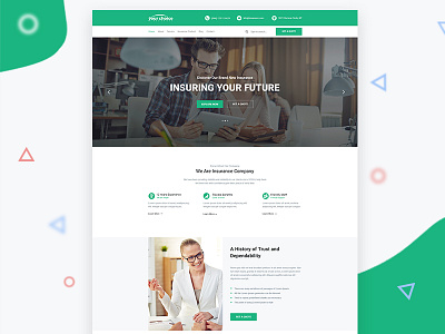 Insurance Landing Page design designer insurance interface landing page template ui user experience web website