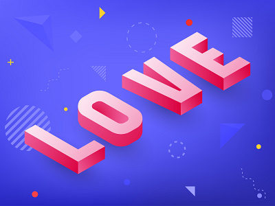 Isometric Alphabet. 3d Letter Design Word Of Love. Vector Illust