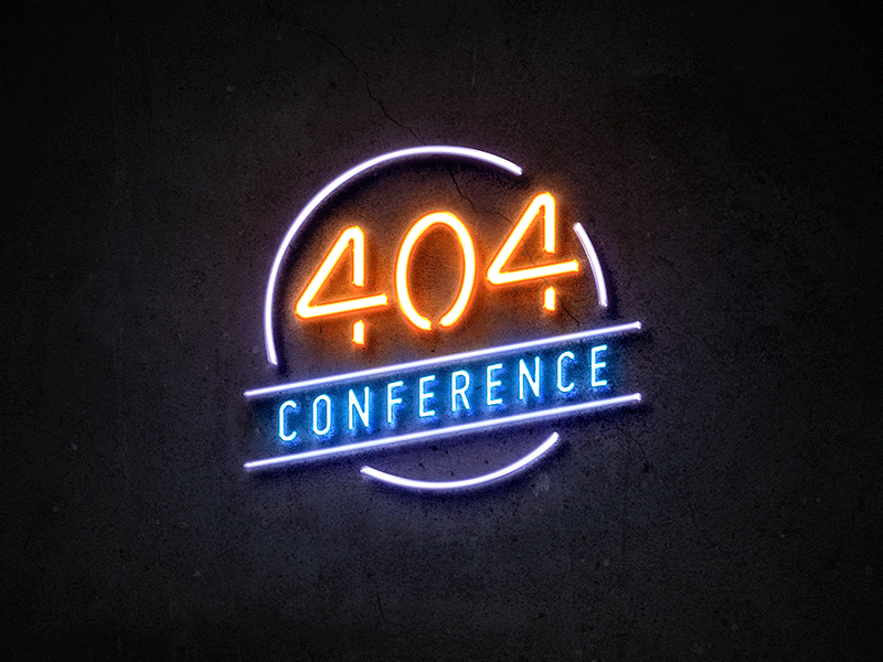 404 Conference Logo 404 brand identity branding conference lights logo logotype minimal neon simple symbol