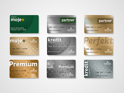 Kooperativa – credit cards atm bank benefit cards credit debit design gold green money personal silver