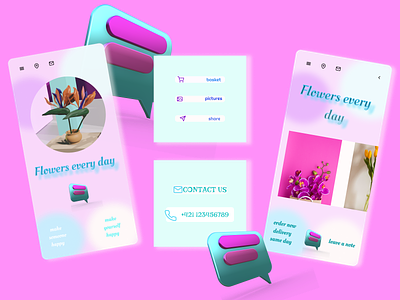 Flowers every day 3d graphic design ui ux