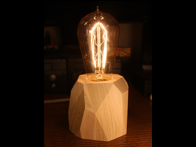 Mini Pedestal Light 1 bulb edison geometric mini pedestal polygonal real tangible wood