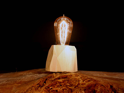 Mini Pedestal Light 1B bulb edison geometric mini pedestal polygonal real tangible wood