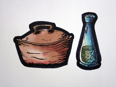 Pan + Decanter doodle drawing marker