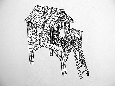 Treehouse - Lines doodle fort sketch treehouse