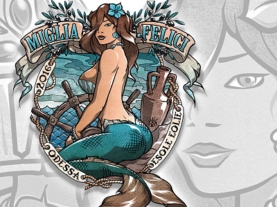 Miglia Felici mermaid odessa oldschool sailor tattoo turworks wacom