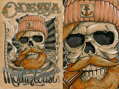 OMC OdessaMotherCoast craft freehand ink markers odessa oldschool sailor skull tattoo turworks