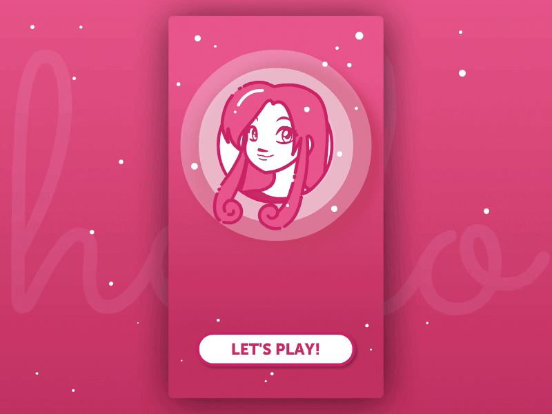 Hello Dribbble!!! animation character design drawing first shot girl hello illustration landing lets play me pink thank you