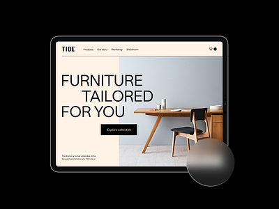 TIDE Concept Homepage Tablet 💛 design ecommerce furniture furniture store hoempage ipad shop shopify store store app store design storefront stores tablet tablet design typography ui ux