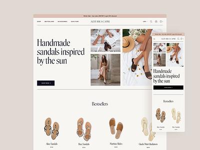Azzurra Capri - Sandal Store 👡 branding design ecommerce ecommerce design ecommerce shop sandal shoe store shop shopify store store design typography