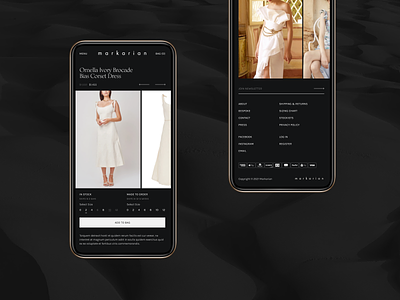 Markarian - Product Details Page design directtoconsumer dresses ecommerce fashion luxury mobile pdp productpage serif shop shopify store typography ui