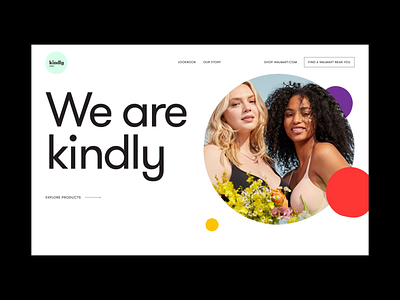 Kindly - Homepage big typography bra color design ecommerce lingerie shopify store typo typography ui underwear walmart web webdesign