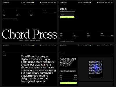Chord Press - Various Pages black branding chord darkmode design ecommerce illustration logo shop store storedesign typography ui ux webdesign