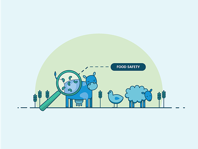 Food Safety Illustration animals chicken cow food industry illustration sheep vector