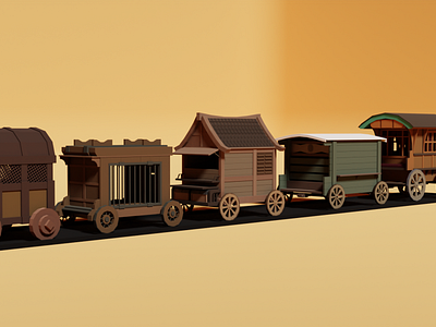 Horse LowPoly Coaches in 3d