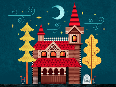 Gothic House abstract adobe illustrator autumn design fall geometric gothic graphic design halloween house illustration mansion moon october pattern spooky texture tomb vector wood