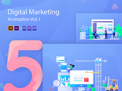Digital Marketing Animation after affects animation branding design gif illustration illustration art marketing social media ui vector video