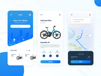 GoBike - Bike Rent Mobile App app bike character cycle electric go green illustration map mobile mobile app rent rental transportation ui vector