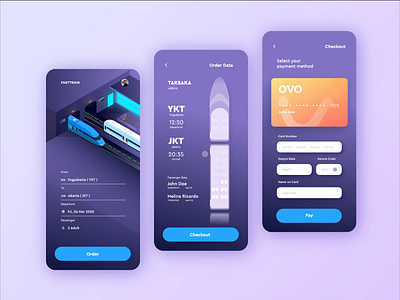 Fasttrain Online Ticketing - Mobile App Concept 2d animation after effects animation app booking illustration isometric landing page mobile mobile app motion graphics payment ticket train transportation travel app traveling trip ui
