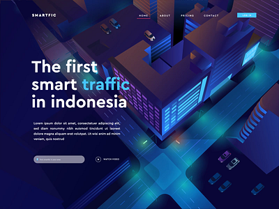 Smart Traffic Website Concept 2d animation after effects animation city design header home page illustration isometric landing page mobile motion graphics transportation ui ui ux website website design