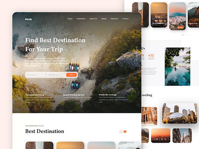 Piknik - Travel Web Design animation branding design header landing page layout nature travel trip ui user interface ux web web design website