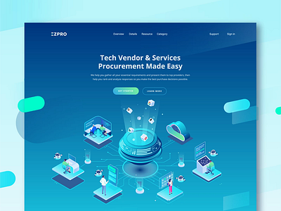 EZPRO Procurement - Website Header Animation after effects ai animation branding cloud design gradient header illustration isometric landing page procurement programming robot server service ui website