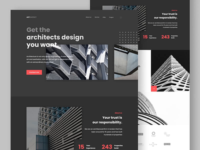 Artchitect - Architecture Landing Page Design after effects animation architecture building business clean design header landing page motion graphics property ui uidesign ux web design website