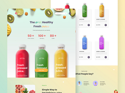 Fresh Juice Website Design app branding dashboard design design ecommerce fruits header health juice landing page typography ui ui ux ui design ux web design website website concept