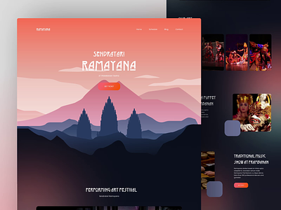 RAMAYANA - Festival Website with Parallax Animation after effects animation art culture festival illustration landing page mountain nature parallax sunset trip ui uiux vacation web design website