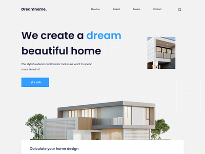 Dreamhome - Architecture landing page clean best ui design 2022 trend 2022 eksterior design interior design architecture website web design ui design uiux design motion graphics after effects header landing page animation ui