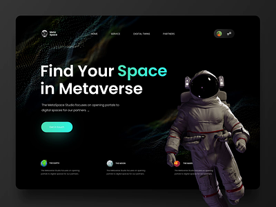 MetaSpace - Metaverse Project 3d after effects animation astronout character crypto header illustration landing page metaverse motion graphics nft space ui ui design uiux web design website