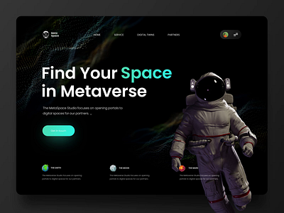 MetaSpace - Metaverse Project 3d after effects animation astronout character crypto header illustration landing page metaverse motion graphics nft space ui ui design uiux web design website