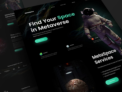 MetaSpace - Metaverse Landing Page after effects animation crypto landing page metaverse motion graphics nft planet space ui ui design uiux universe web design website