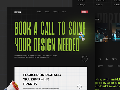 Design Studio Website - Landing Page branding design header landing page retro design starup studio typography ui ui design uiux web design website