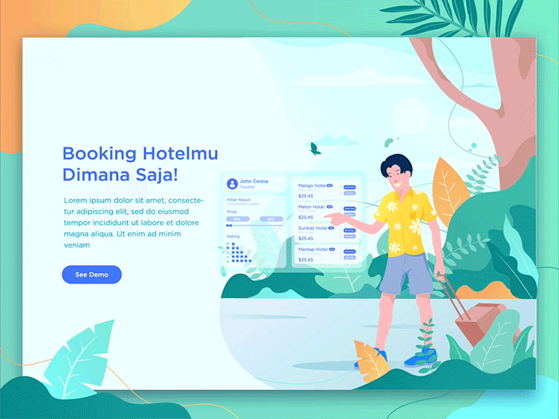 Hotel booking Animation Header Concept