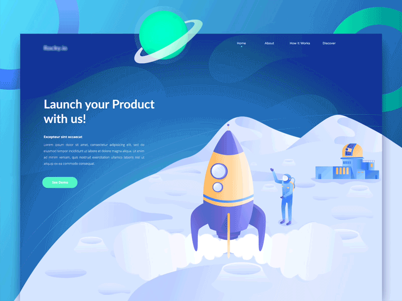 launch your product into space after effects animation concept gif header illustration landing page motion graphics space ui website