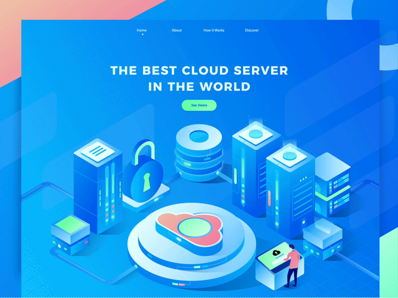 Best Cloud Server Animation Header Concept after effects animation cloud gif header illustration landing page motion graphics server ui